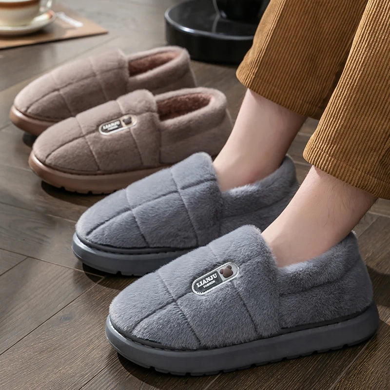 Unisex Warm Plush Heel Wrap Indoor Slippers