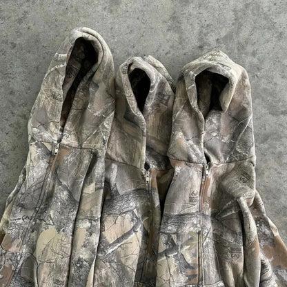 Unisex Y2K Oversized Camouflage Zip Up Hoodie