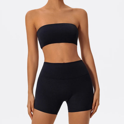 Women's 2 Piece Strapless Sports Bra and Yoga Set