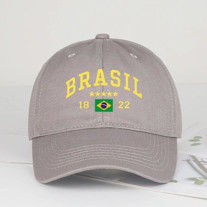Brazil Flag Five Star Soft Top Baseball Cap