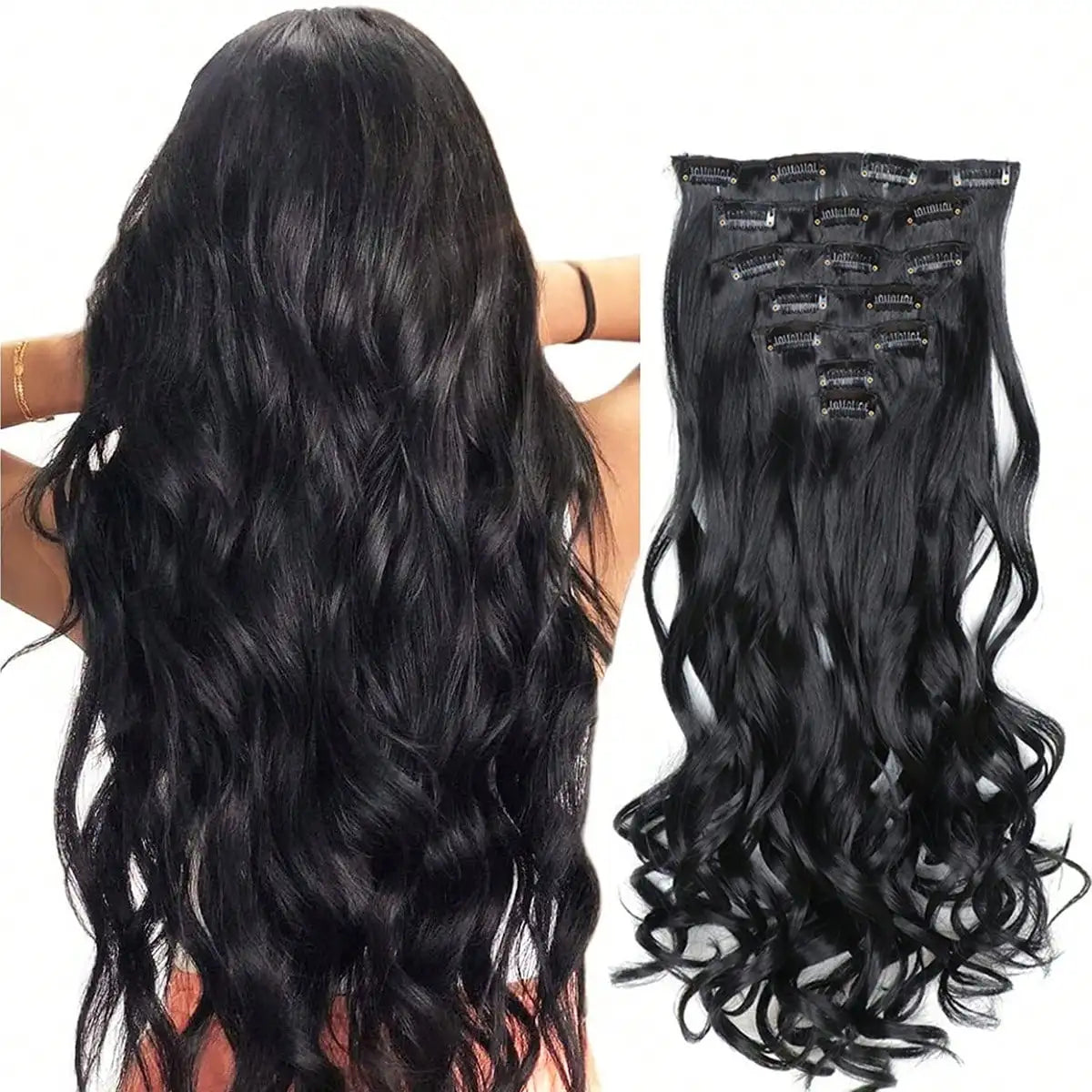 22 Inch Curly Wavy Clip In Hair Extensions 7PCS