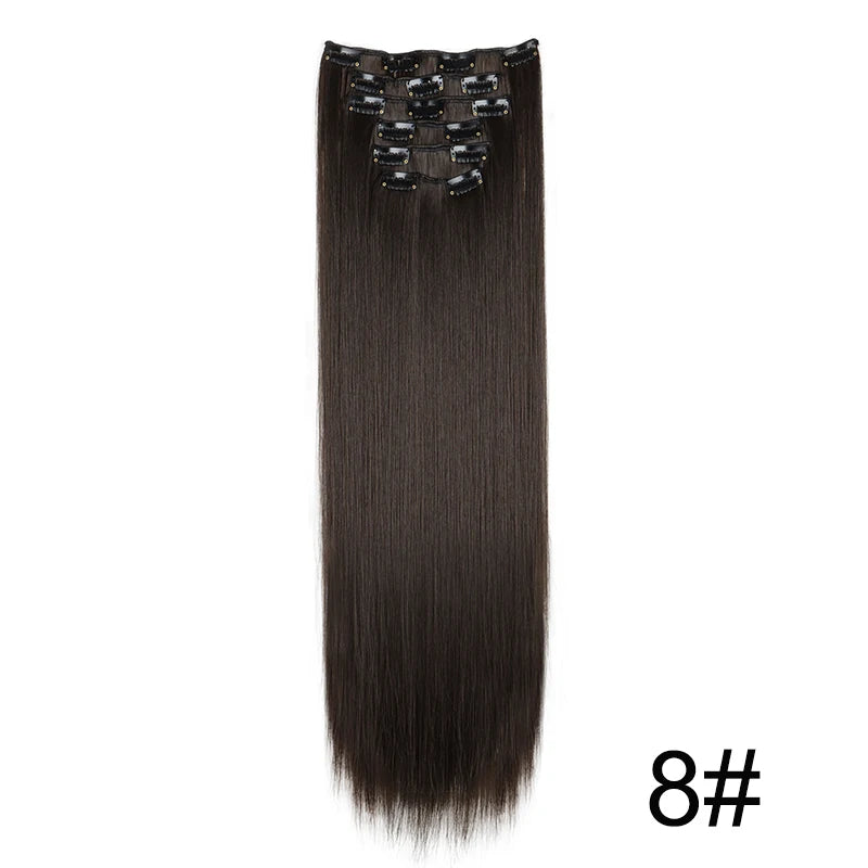 WIGSIN Women's 6 Piece Long Straight Clip In Hair Extensions