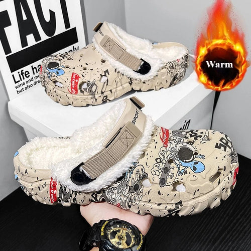 Warm Plush Fur Clogs Slippers for Men & Women Size 47