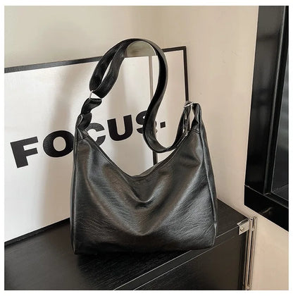Vintage Leather Large Capacity Tote Crossbody Bag for Women