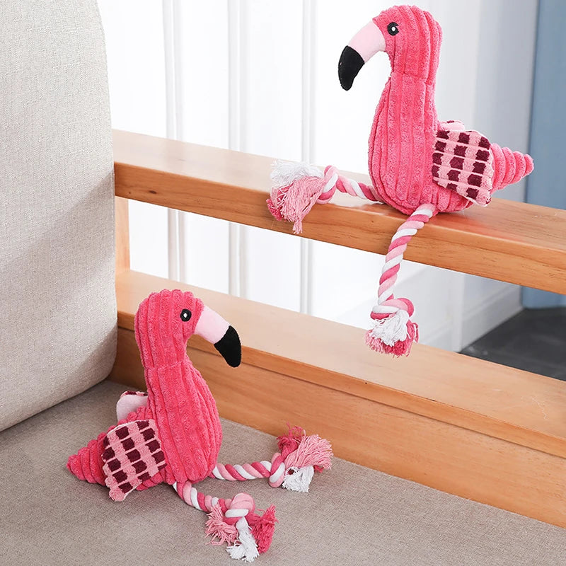 Cute Animal Plush Squeaky Dog Toy Bite Resistant Corduroy Pet Toy