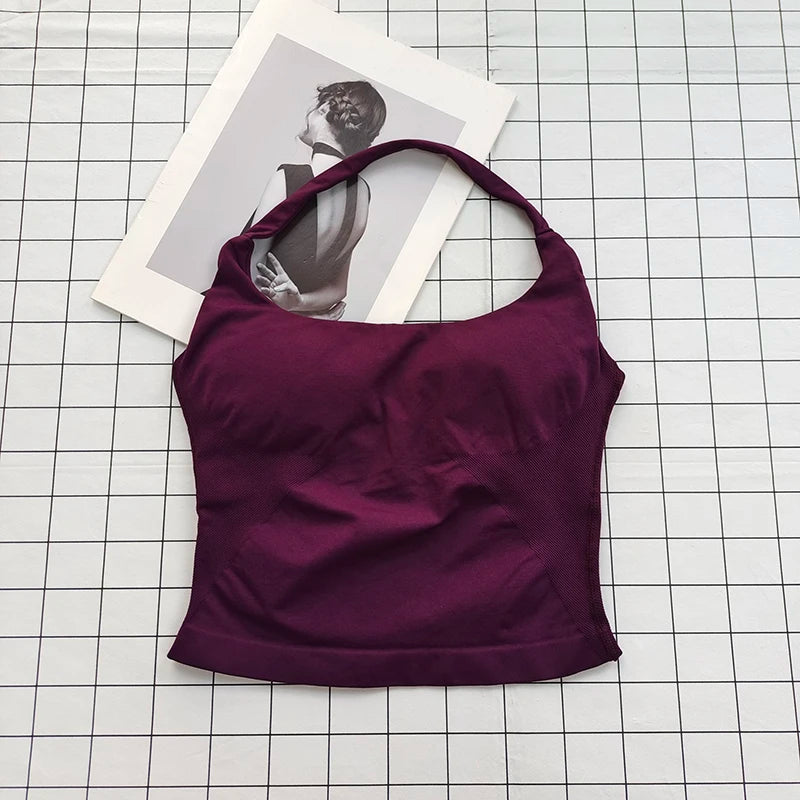 Women's Halter Backless Padded Sports Tank Top