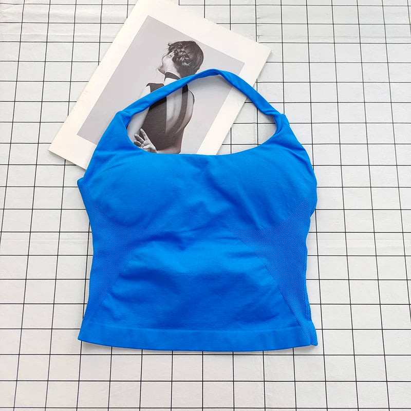 Women's Halter Backless Padded Sports Tank Top