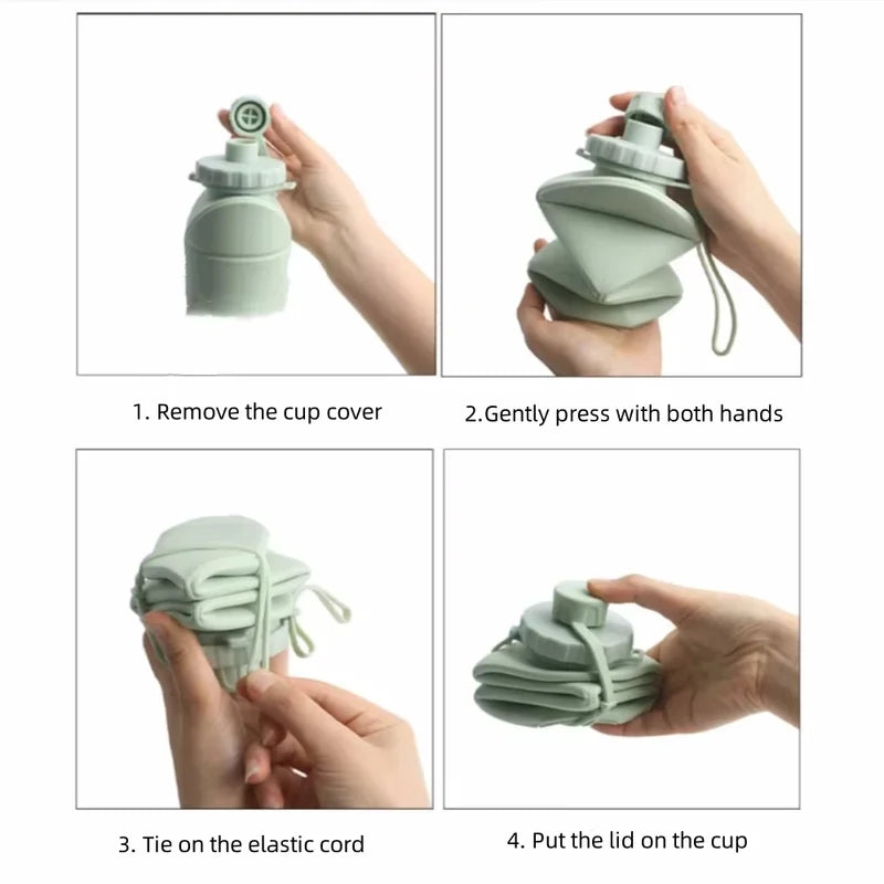 600ml Collapsible Silicone Sports Water Bottle
