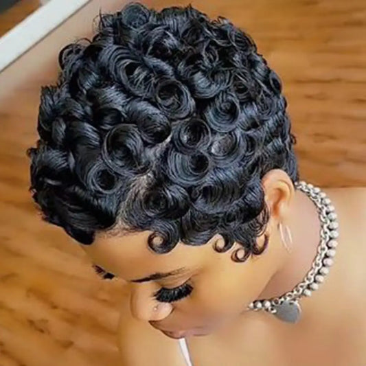 Women's Short Curly Afro Pixie Cut Synthetic Wig