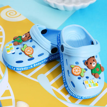 Cute Cartoon Closed Toe EVA Slippers for Kids Non Slip Summer Shoes