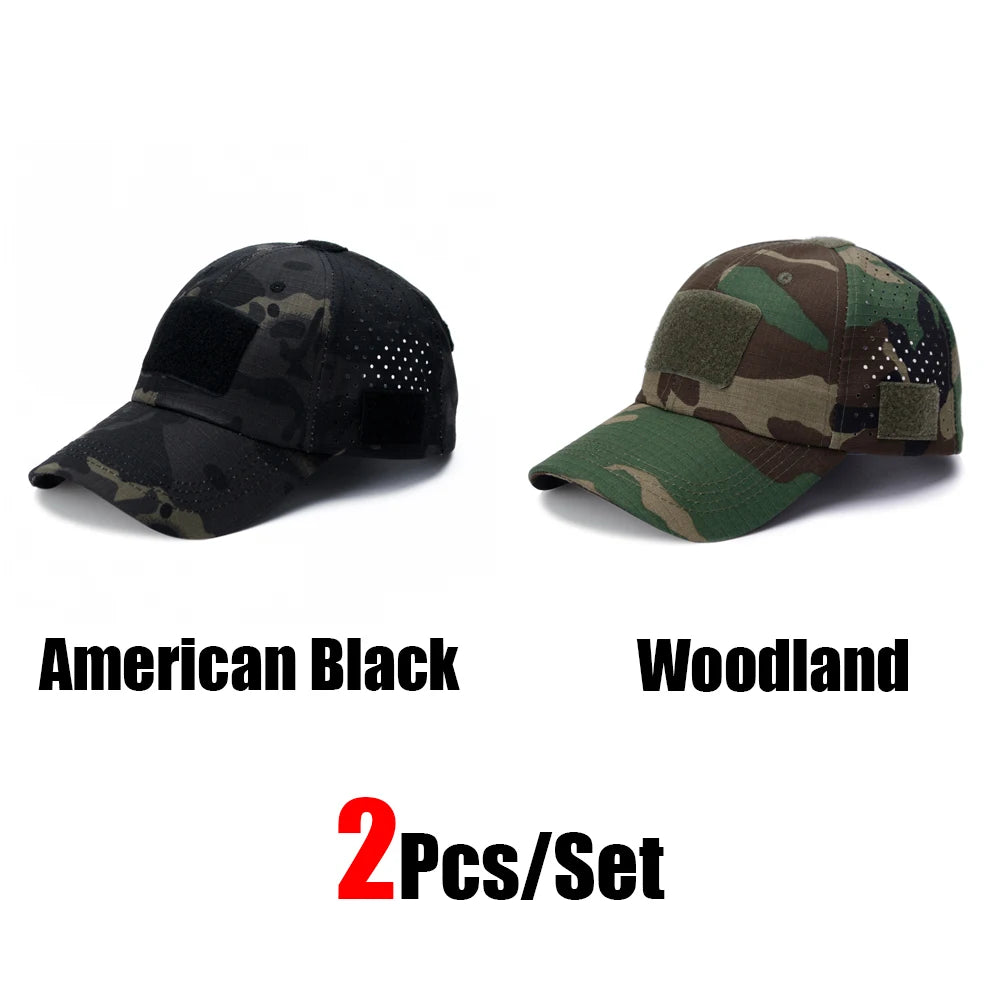 1 or 2 Pack Men's Camouflage Outdoor Baseball Caps