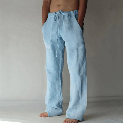 Men's Linen Cotton Wide Leg Casual Pants