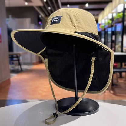 Unisex Wide Brim Waterproof Sun Hat with Neck Flap