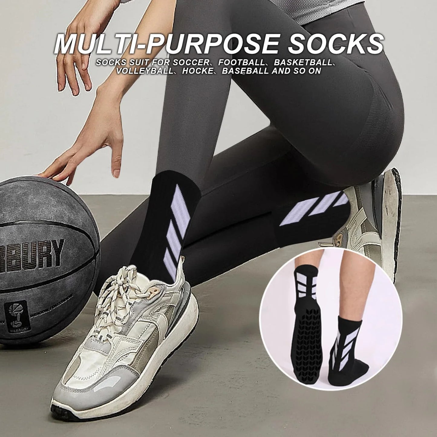 1 Pair Men's Non Slip Football Training Socks
