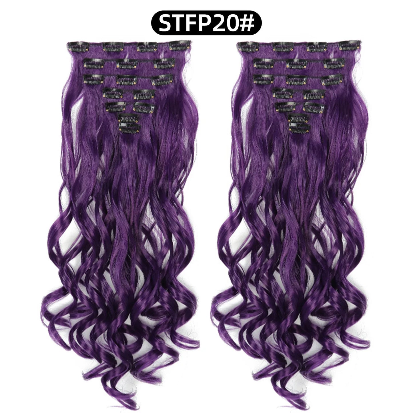 22 Inch Curly Wavy Clip In Hair Extensions 7PCS