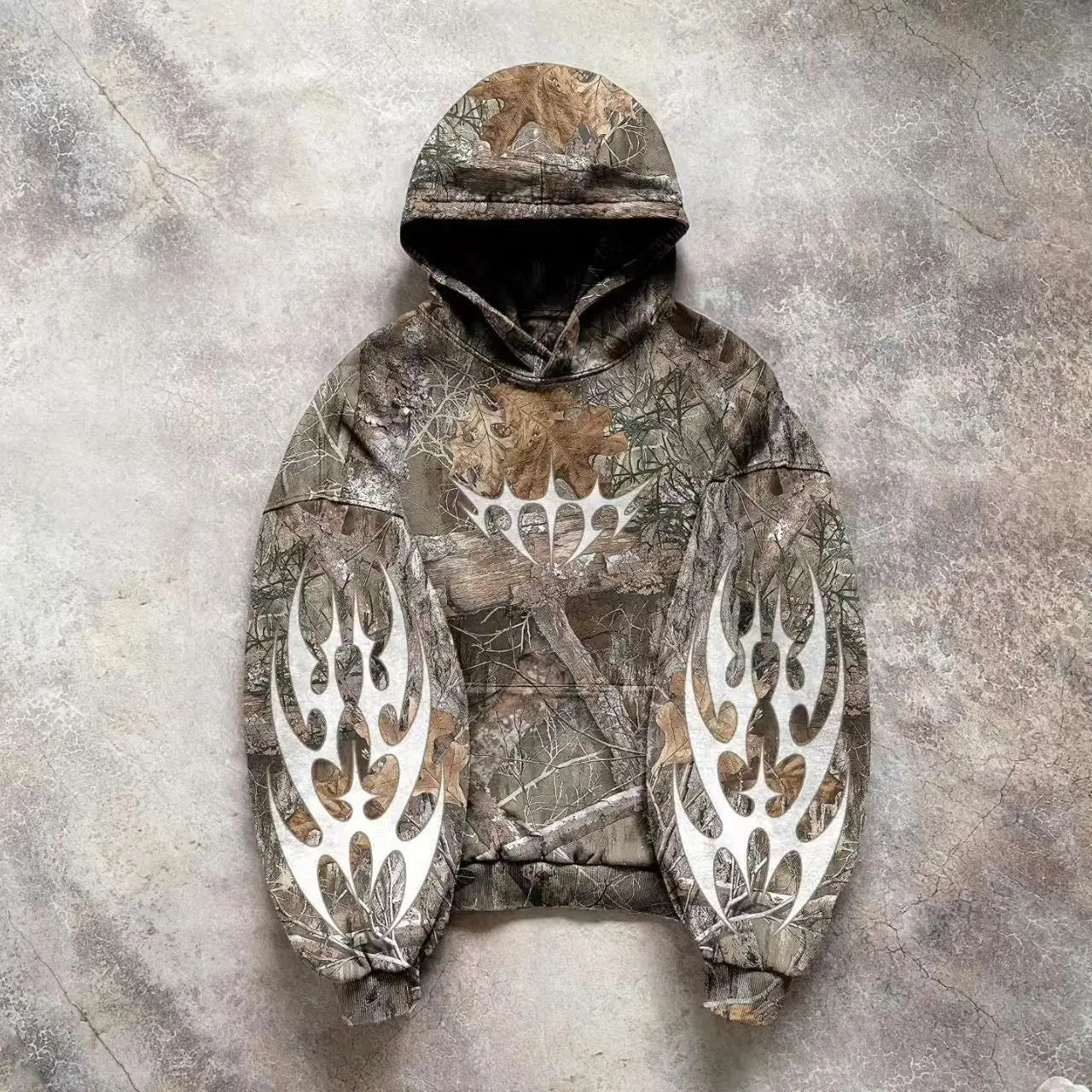 Unisex Y2K Oversized Camouflage Zip Up Hoodie