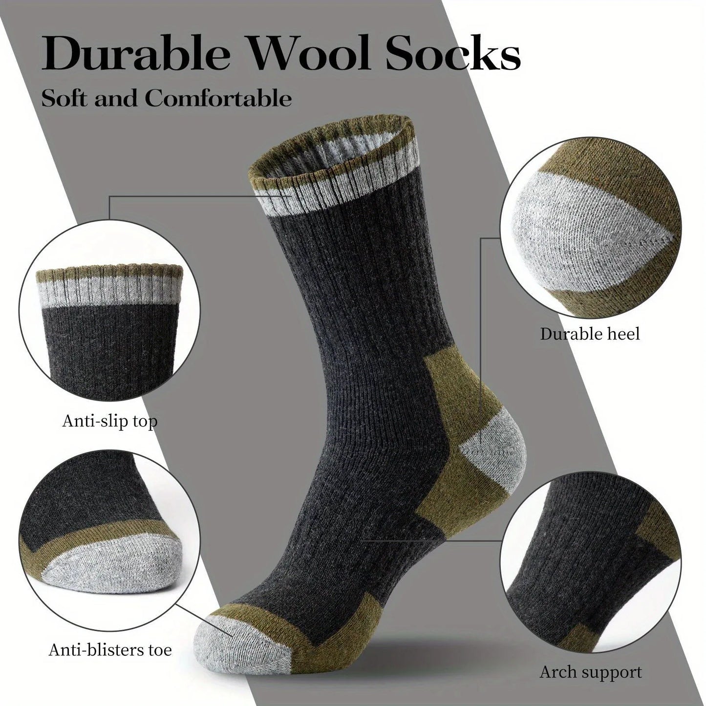 Unisex Merino Wool Thermal Hiking Socks