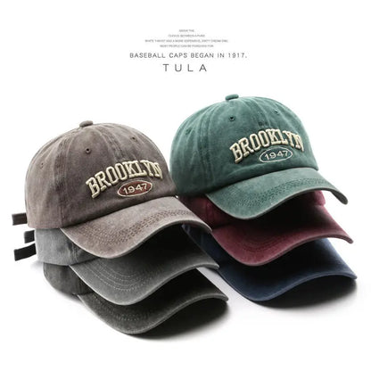 Unisex Washed Distressed Letter Embroidered Baseball Cap