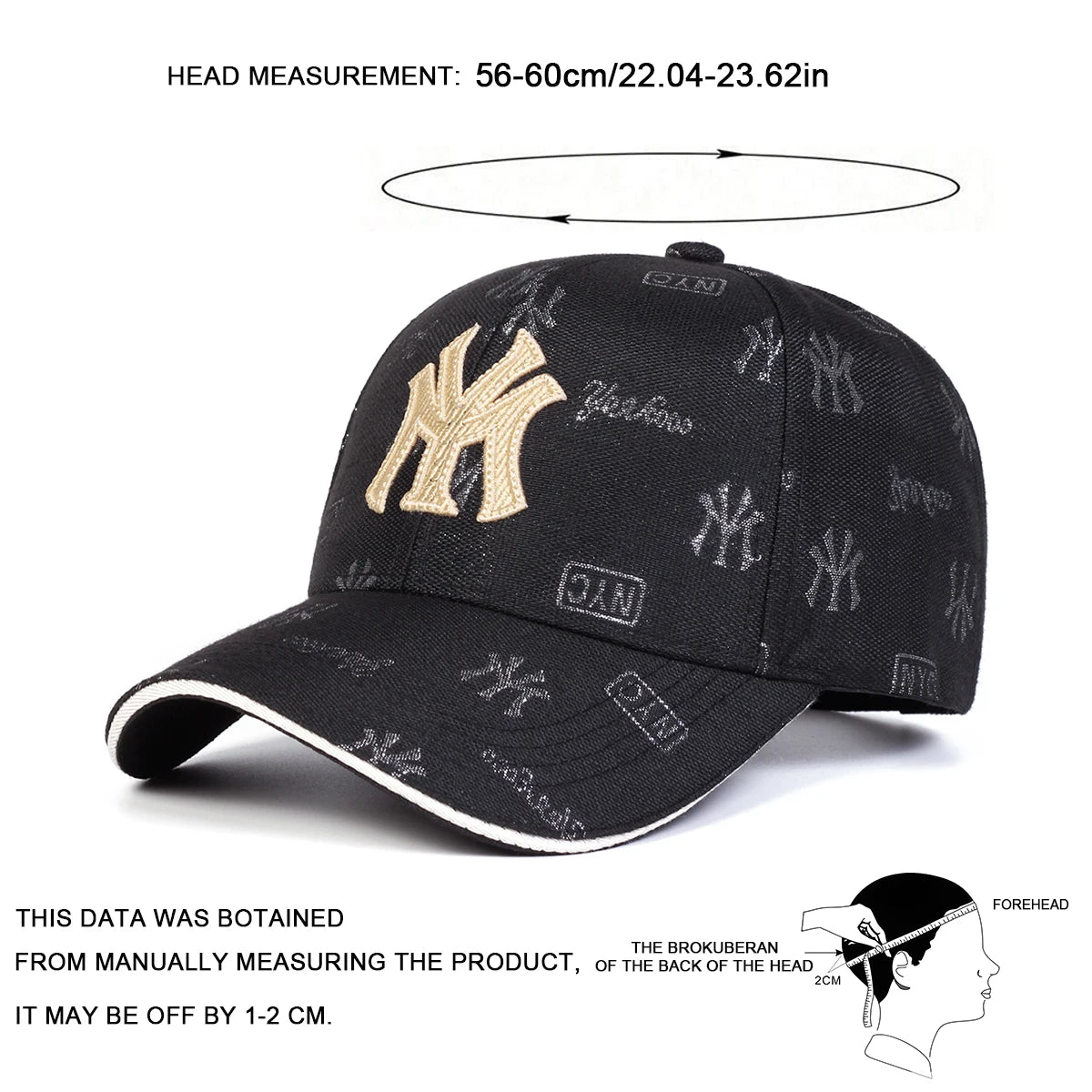 Unisex MY Letter Embroidered Adjustable Baseball Cap