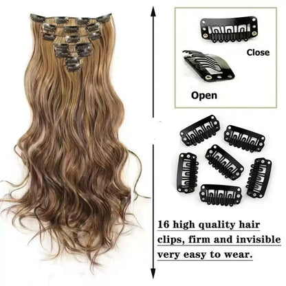 22 Inch Curly Wavy Clip In Hair Extensions 7PCS