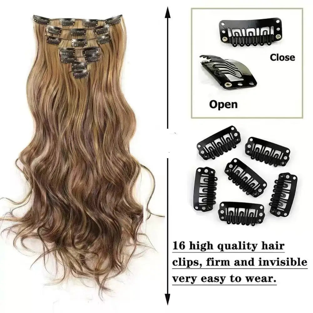Women's 7 Piece 22 Inch Curly Clip In Hair Extensions