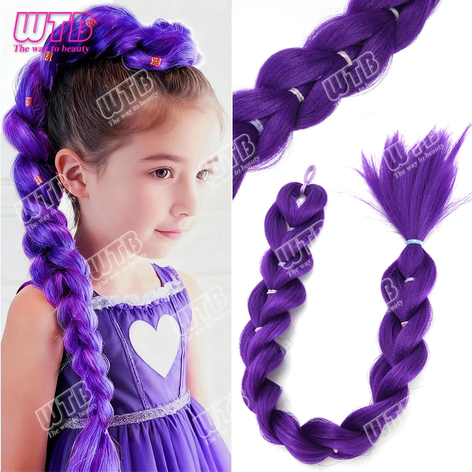 26 Inch Purple Braided Ponytail Hair Extension