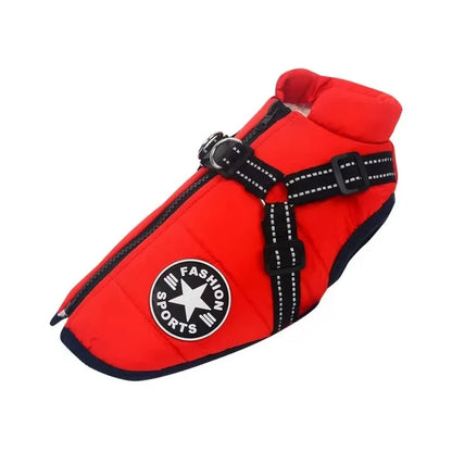 Large Dog Winter Jacket with Harness Waterproof Warm Coat for Dogs