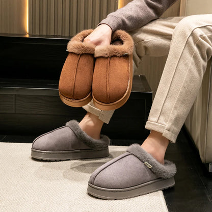 Fluffy Winter Slippers with Fur Lining Thick Sole for Men & Women