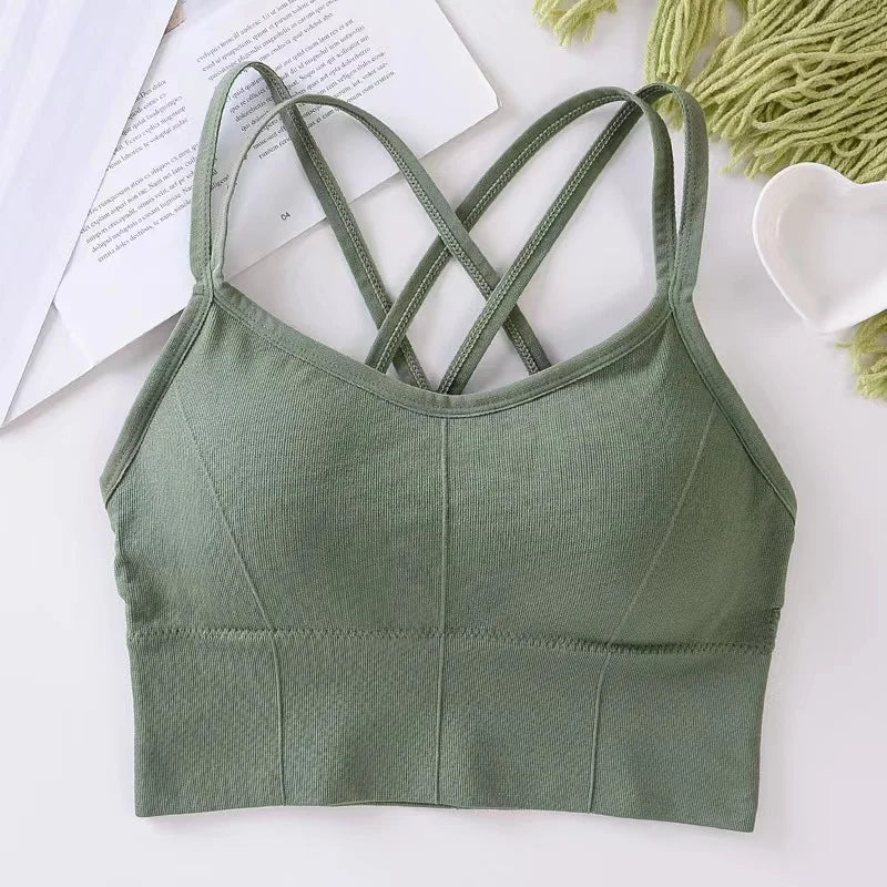 Women's Back Cross Strap Push Up Sports Bra