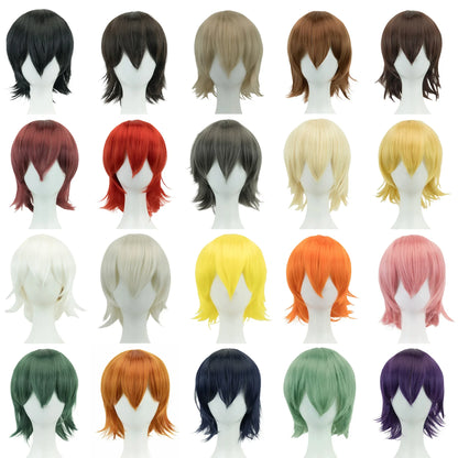 Unisex 12 Inch Short Bob Cosplay Wig with Bangs