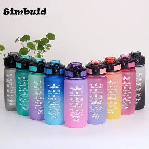 600ml Leak Proof Motivational Sports Water Bottle with Time Marker