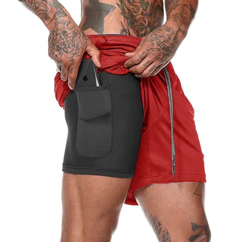 Men's Camo 2 in 1 Quick Dry Running Shorts