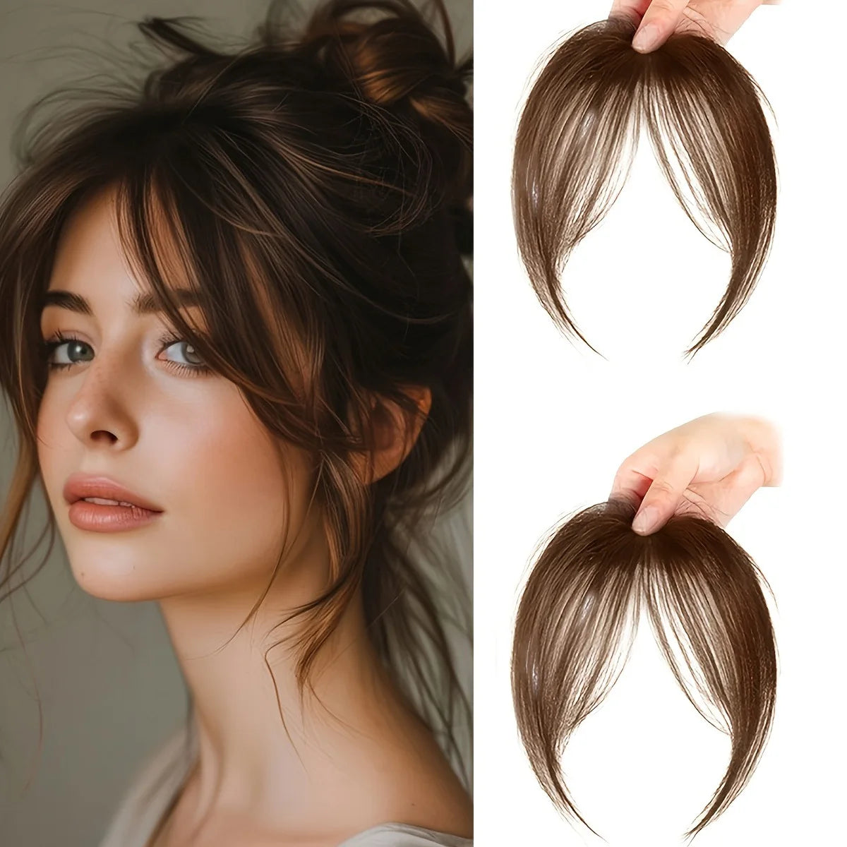 Women's Clip In Natural Middle Part Bangs Hair Extension