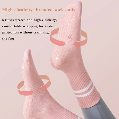 4 Pairs Women's Non Slip Yoga Pilates Socks