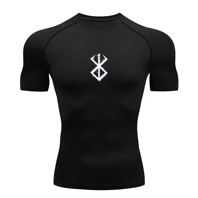 Men's Quick Dry Printed Compression Workout T Shirt