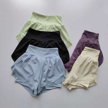 Women's High Waist Double Layer Quick Dry Running Shorts