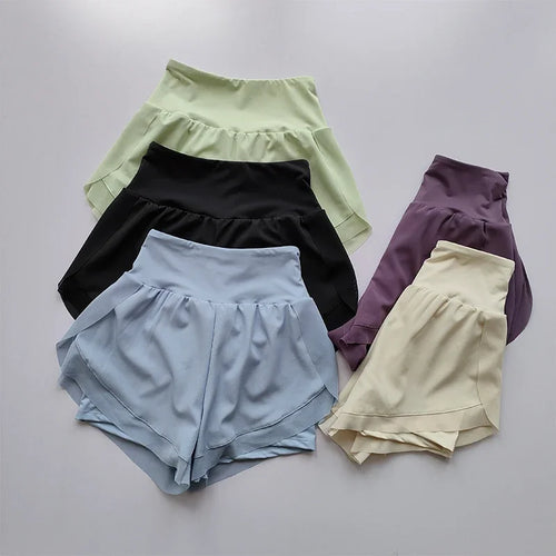 Women's High Waist Double Layer Quick Dry Running Shorts