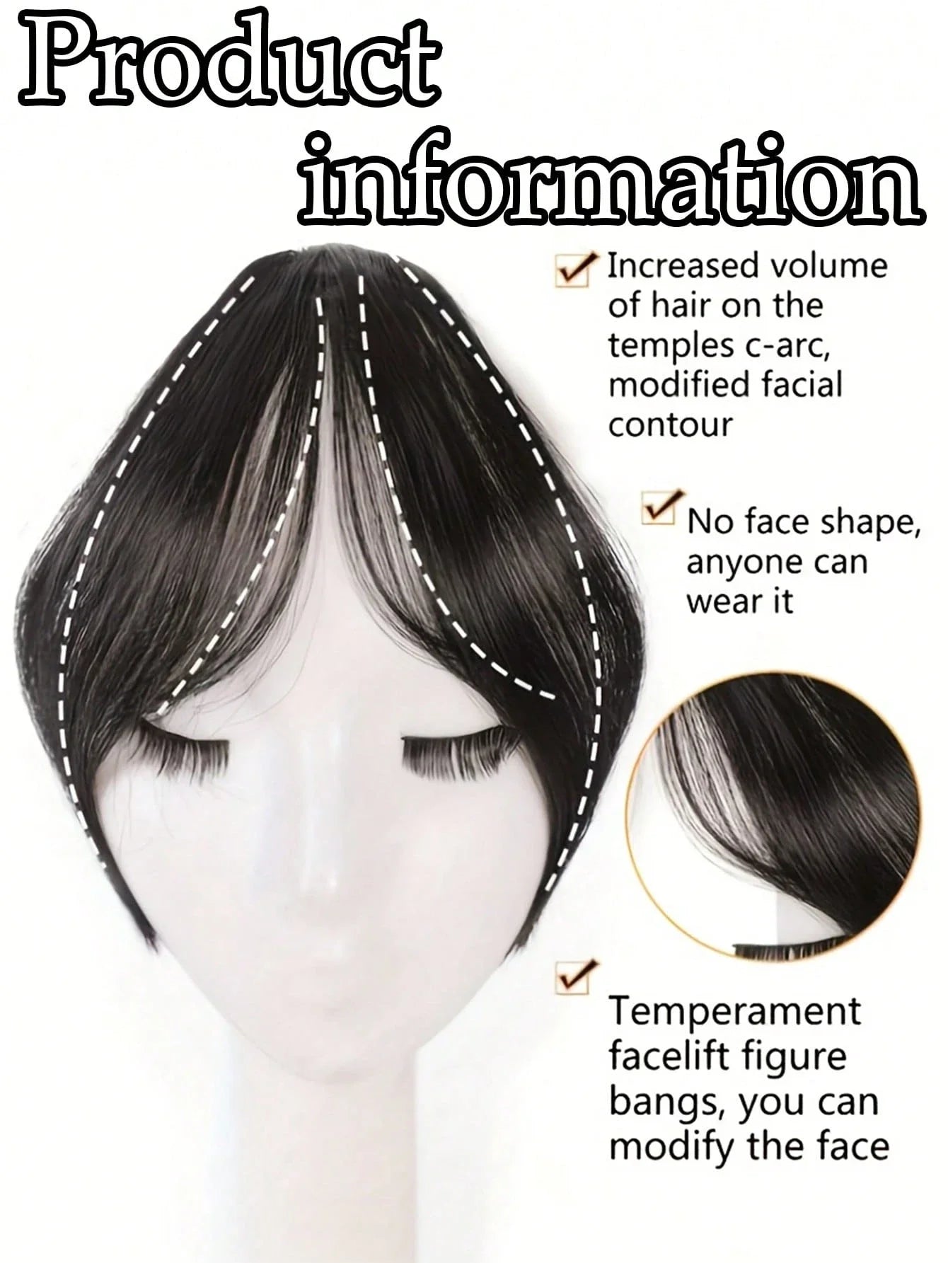 Women's Natural Clip In Middle Part Bangs Hair Extension