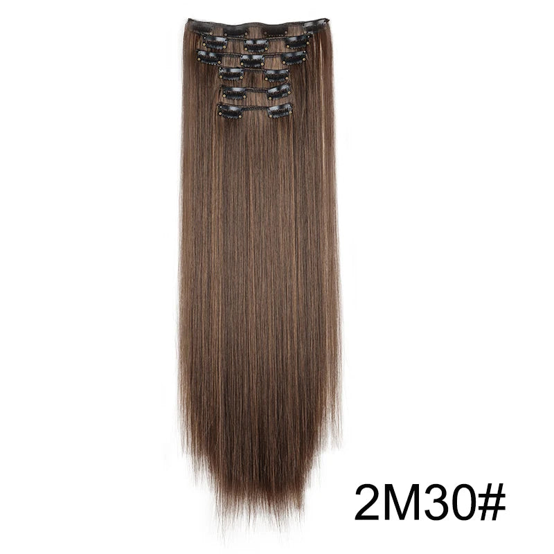 Women's 6 Piece 24 Inch Straight Clip In Hair Extensions