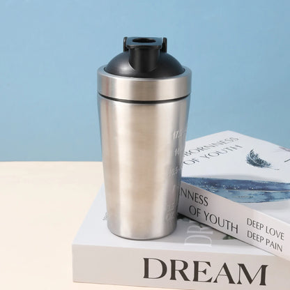500ml or 750ml Stainless Steel Protein Shaker Bottle with Mixing Ball