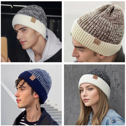 Unisex Two Tone Fur Lined Winter Beanie