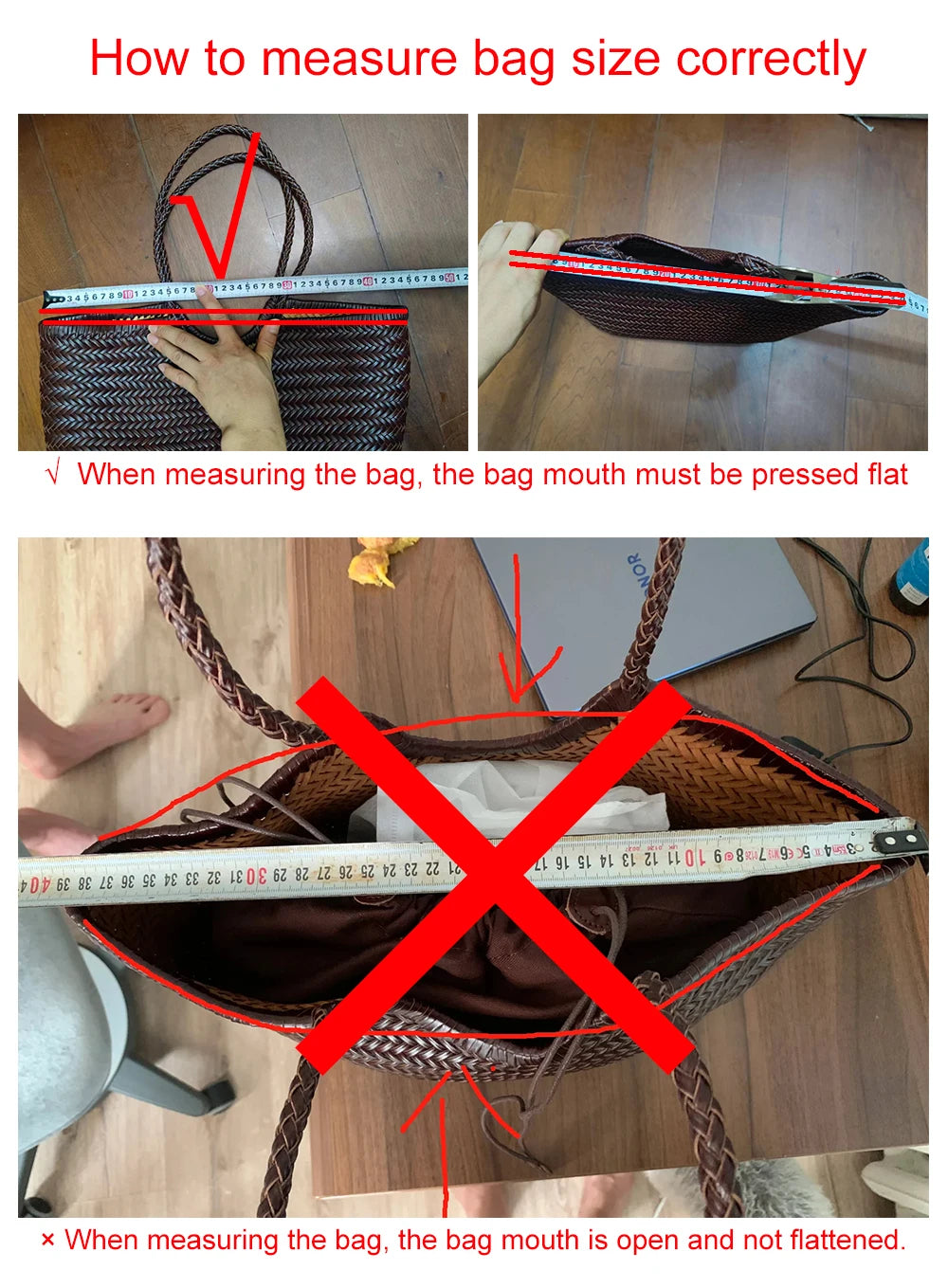 Genuine Leather Woven Shoulder Tote Bag for Women