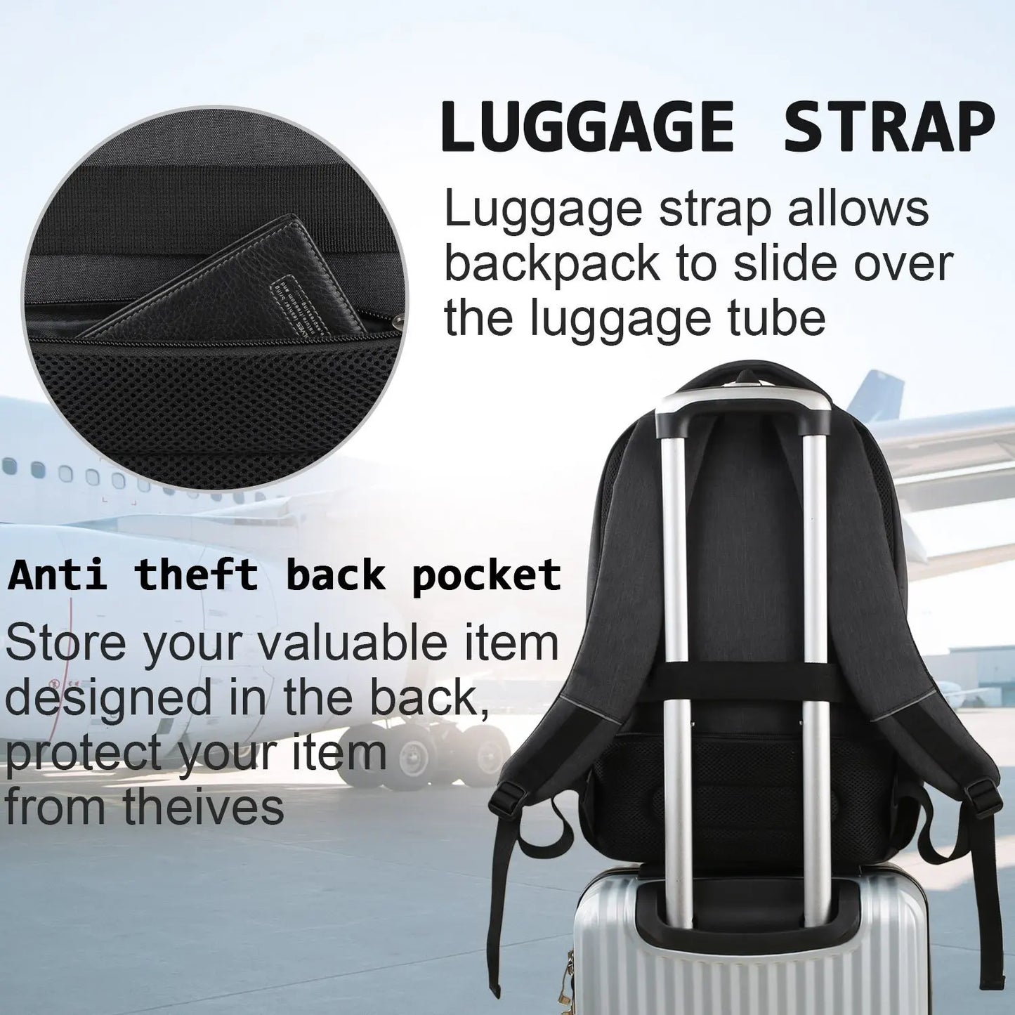 Men's Large Capacity Waterproof Travel Laptop Backpack