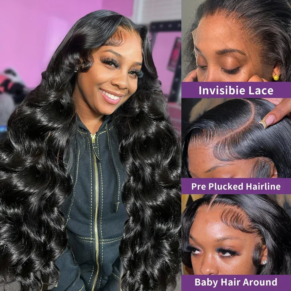 Women's 40 to 42 Inch 250% Density Body Wave HD Lace Front Human Hair Wig
