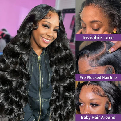 Women's 40 to 42 Inch 250% Density Body Wave HD Lace Front Human Hair Wig