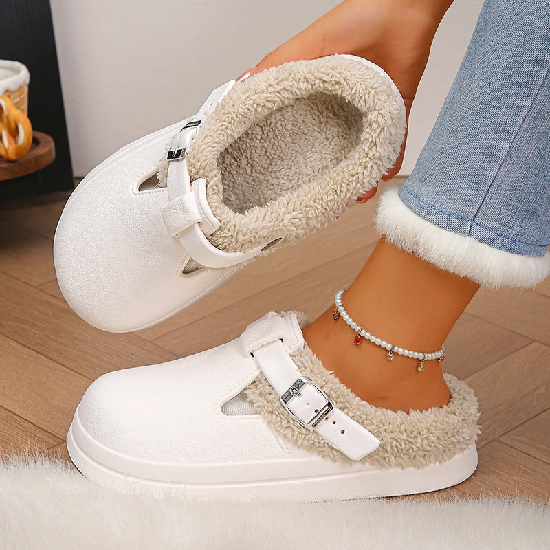Women’s Warm Fluffy EVA Clogs Waterproof Non Slip Winter Slippers