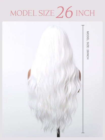 Women's Long Silver White Curly Synthetic Wig