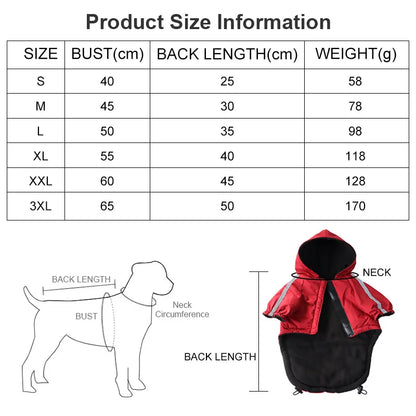 Waterproof Warm Hooded Dog Coat with Reflective Details for Small Dogs & Cats