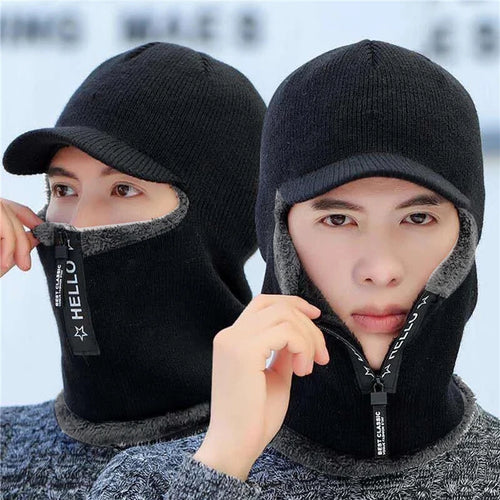 Men's Warm Wool Knit Hat with Ear Protection