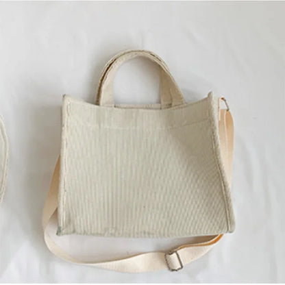 Women’s Corduroy Shoulder Handbag Large Capacity Casual Tote